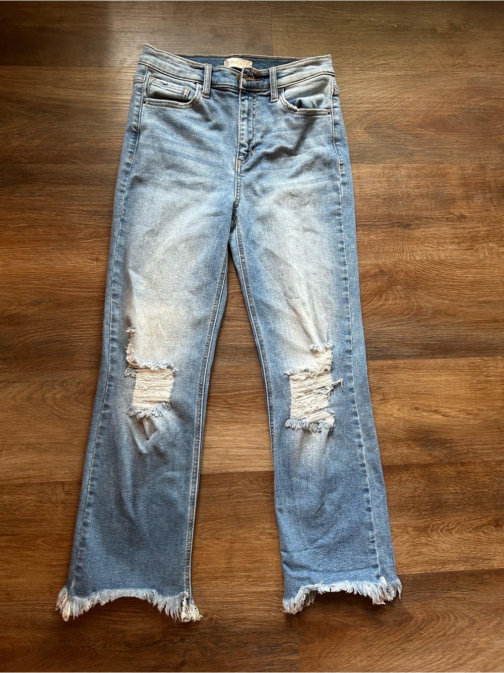 Alter'd State Distressed Straight Jeans Women's Size 26 Raw Hem Light Wash